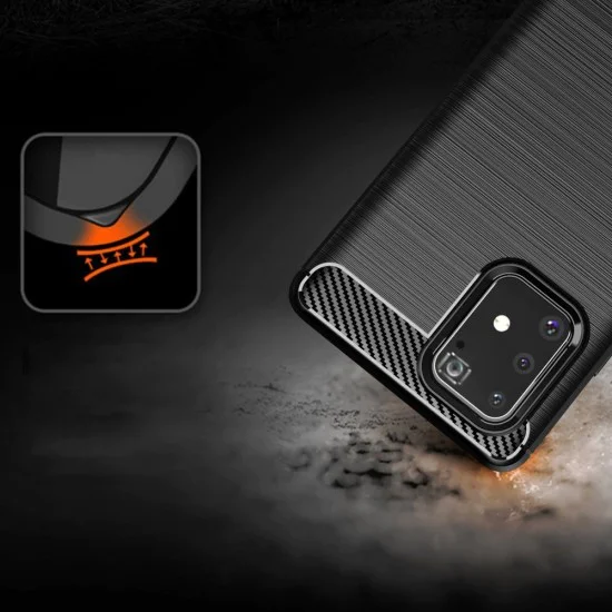 Калъф за Samsung Galaxy S10 Lite - Carbon Silicone - Черен