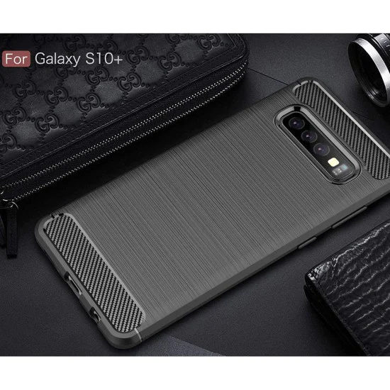 Калъф за Samsung Galaxy S10 Plus - Carbon Silicone - Черен