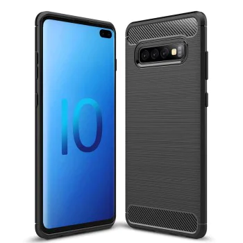 Калъф за Samsung Galaxy S10 Plus - Carbon Silicone - Черен