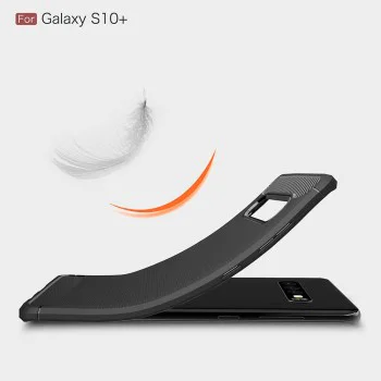Калъф за Samsung Galaxy S10 Plus - Carbon Silicone - Черен