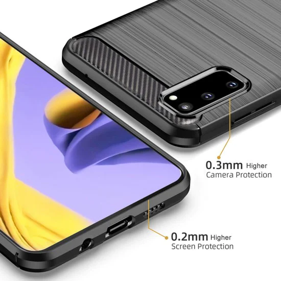 Калъф за Samsung Galaxy S20 4G / S20 5G - Carbon Silicone - Черен