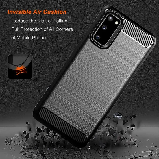 Калъф за Samsung Galaxy S20 4G / S20 5G - Carbon Silicone - Черен