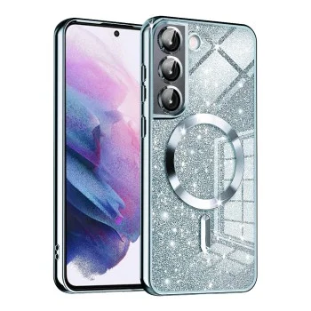 Калъф за Samsung Galaxy S21 5G - Луксозен Glitter MagSafe - Светло син