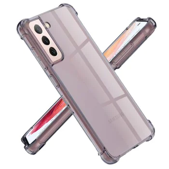 Калъф за Samsung Galaxy S21 5G - Techsuit - Удароустойчив Clear Silicone - Опушено Черен