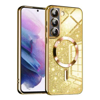 Калъф за Samsung Galaxy S21 FE 5G - Луксозен Glitter MagSafe - Златен
