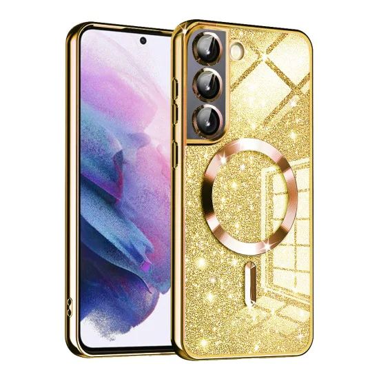 Калъф за Samsung Galaxy S21 FE 5G - Луксозен Glitter MagSafe - Златен
