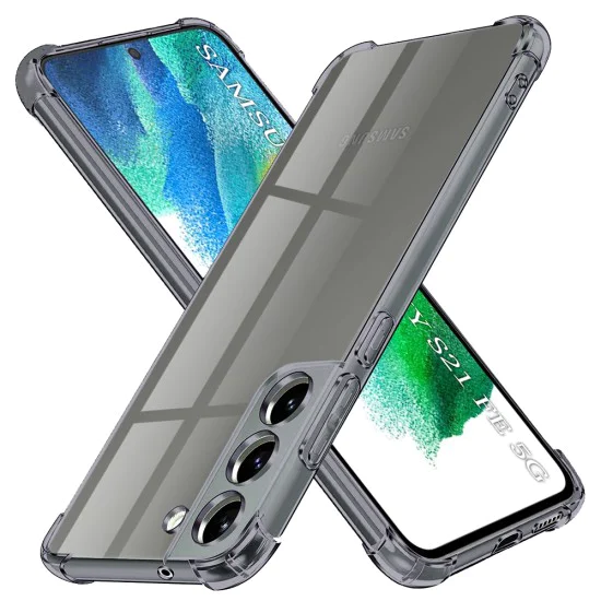 Калъф за Samsung Galaxy S21 FE 5G - Techsuit - Удароустойчив Clear Silicone - Опушено Черен