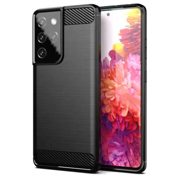 Калъф за Samsung Galaxy S21 Ultra 5G - Carbon Silicone - Черен