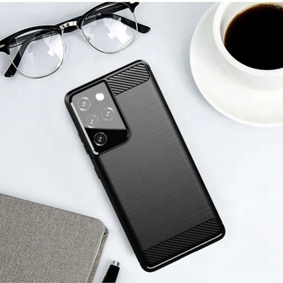 Калъф за Samsung Galaxy S21 Ultra 5G - Carbon Silicone - Черен
