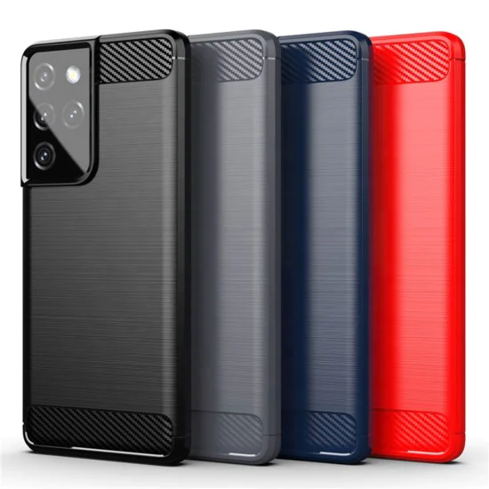 Калъф за Samsung Galaxy S21 Ultra 5G - Carbon Silicone - Черен