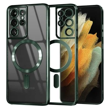 Калъф за Samsung Galaxy S21 Ultra 5G - Luxury Crystal MagSafe - Deep Green