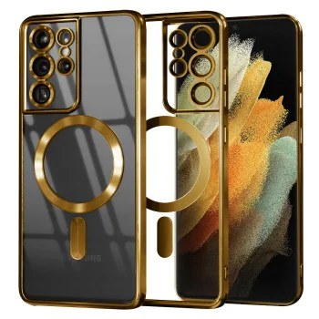 Калъф за Samsung Galaxy S21 Ultra 5G - Luxury Crystal MagSafe - Златен