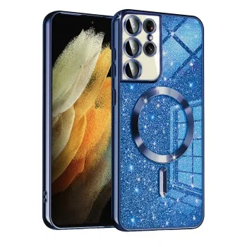 Калъф за Samsung Galaxy S21 Ultra 5G - Luxury Glitter MagSafe - Deep Blue