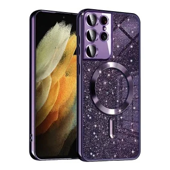 Калъф за Samsung Galaxy S21 Ultra 5G - Luxury Glitter MagSafe - Deep Purple