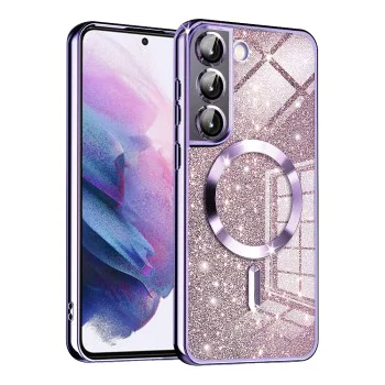 Калъф за Samsung Galaxy S22 5G - Луксозен Glitter MagSafe - Светло лилав