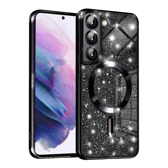 Калъф за Samsung Galaxy S22 5G - Luxury Glitter MagSafe - Черен