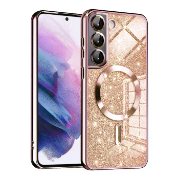 Калъф за Samsung Galaxy S22 5G - Luxury Glitter MagSafe - Rose Gold