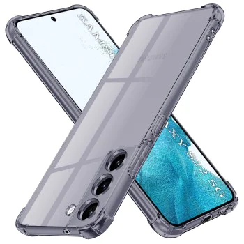 Калъф за Samsung Galaxy S22 5G - Techsuit - Удароустойчив Clear Silicone - Опушено Черен
