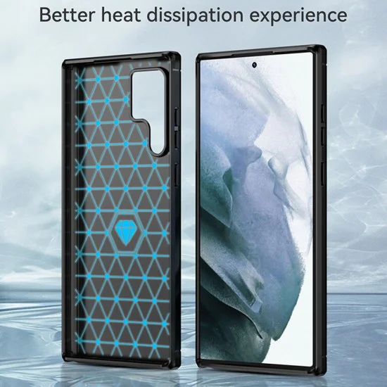 Калъф за Samsung Galaxy S22 Ultra 5G - Carbon Silicone - Черен