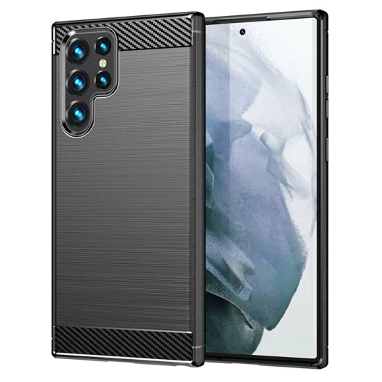 Калъф за Samsung Galaxy S22 Ultra 5G - Carbon Silicone - Черен