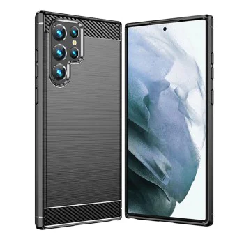 Калъф за Samsung Galaxy S22 Ultra 5G - Carbon Silicone - Черен