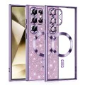 Калъф за Samsung Galaxy S22 Ultra 5G - Луксозен Glitter MagSafe - Светло лилав