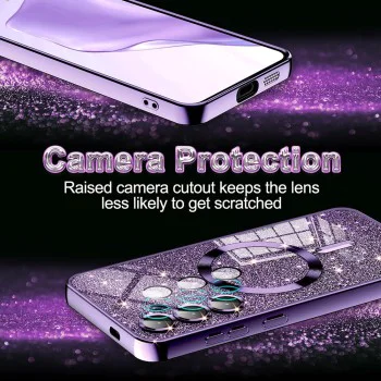 Калъф за Samsung Galaxy S22 Ultra 5G - Луксозен Glitter MagSafe - Светло зелен