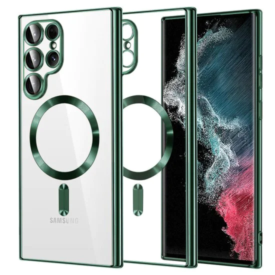 Калъф за Samsung Galaxy S22 Ultra 5G - Luxury Crystal MagSafe - Deep Green