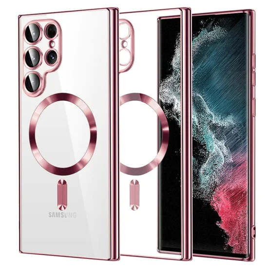 Калъф за Samsung Galaxy S22 Ultra 5G - Luxury Crystal MagSafe - Розов