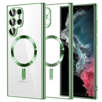 Калъф за Samsung Galaxy S22 Ultra 5G - Luxury Crystal MagSafe - Светло зелен
