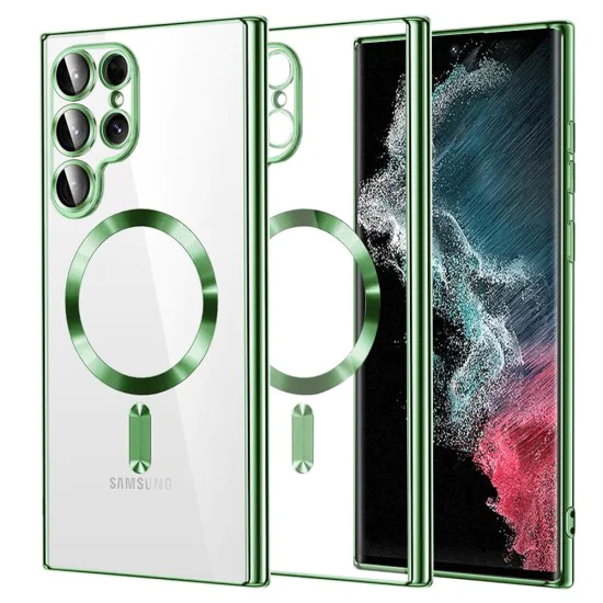 Калъф за Samsung Galaxy S22 Ultra 5G - Luxury Crystal MagSafe - Светло зелен