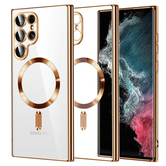 Калъф за Samsung Galaxy S22 Ultra 5G - Luxury Crystal MagSafe - Златен