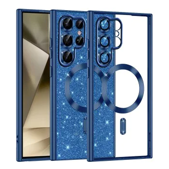 Калъф за Samsung Galaxy S22 Ultra 5G - Luxury Glitter MagSafe - Deep Blue