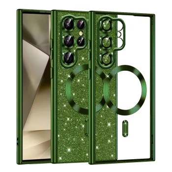 Калъф за Samsung Galaxy S22 Ultra 5G - Luxury Glitter MagSafe - Deep Green