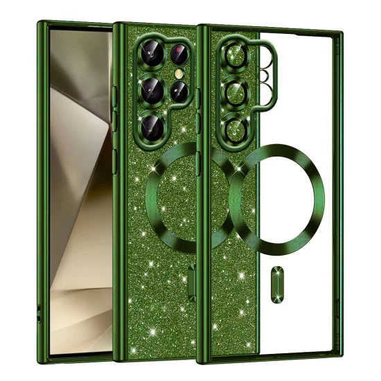 Калъф за Samsung Galaxy S22 Ultra 5G - Luxury Glitter MagSafe - Deep Green