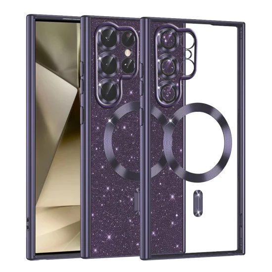 Калъф за Samsung Galaxy S22 Ultra 5G - Luxury Glitter MagSafe - Deep Purple