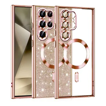 Калъф за Samsung Galaxy S22 Ultra 5G - Luxury Glitter MagSafe - Rose Gold
