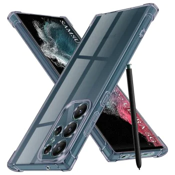 Калъф за Samsung Galaxy S22 Ultra 5G - Techsuit - Удароустойчив Clear Silicone - Опушено Черен