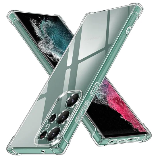 Калъф за Samsung Galaxy S22 Ultra 5G - Удароустойчив Прозрачен Силиконов - Прозрачен