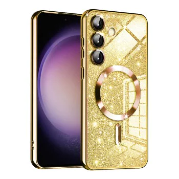 Калъф за Samsung Galaxy S23 FE - Luxury Glitter MagSafe - Златен