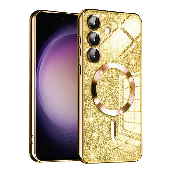 Калъф за Samsung Galaxy S23 FE - Luxury Glitter MagSafe - Златен