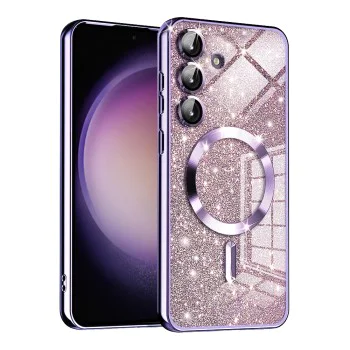 Калъф за Samsung Galaxy S23 FE - Techsuit - Луксозен брокат MagSafe - Светло лилав