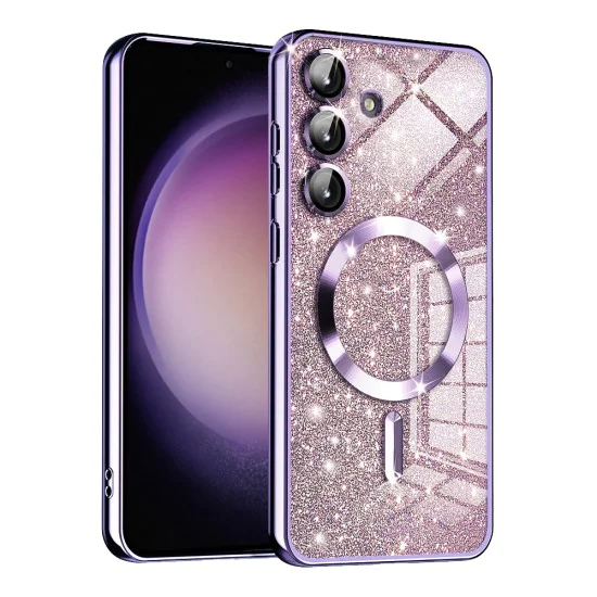 Калъф за Samsung Galaxy S23 FE - Techsuit - Луксозен брокат MagSafe - Светло лилав