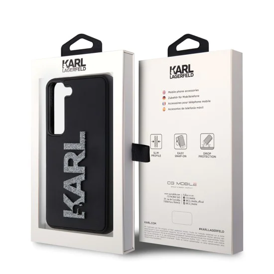 Калъф за Samsung Galaxy S23 - Karl Lagerfeld 3D Design (KLHCHCS23S3DMBKCKCK) - Гумено блестящо лого