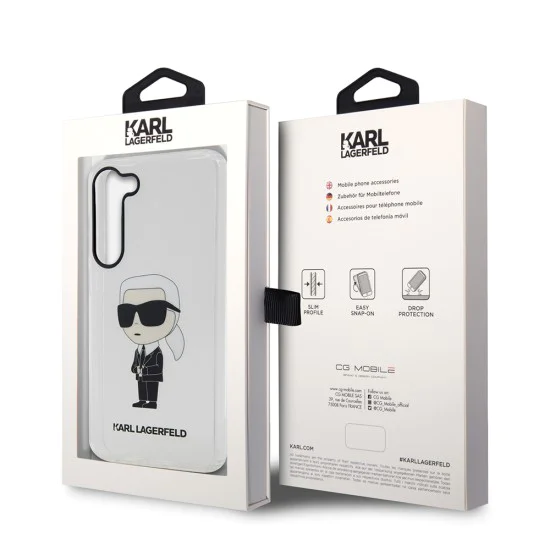 Калъф за Samsung Galaxy S23 - Karl Lagerfeld Hardcase Transparent (KLHCHCS23SHNIKTCT) - Ikonik Karl Lagerfeld