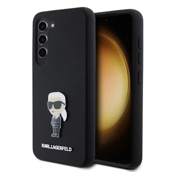 Калъф за Samsung Galaxy S23 - Karl Lagerfeld Silicone (KLHCHCS23SSMHMHKKNPK) - Ikonik Metal Pin