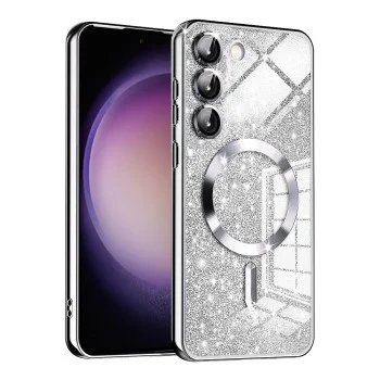 Калъф за Samsung Galaxy S23 - Луксозен Glitter MagSafe - Сребрист