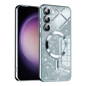 Калъф за Samsung Galaxy S23 - Луксозен Glitter MagSafe - Светло син