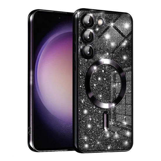 Калъф за Samsung Galaxy S23 - Luxury Glitter MagSafe - Черен