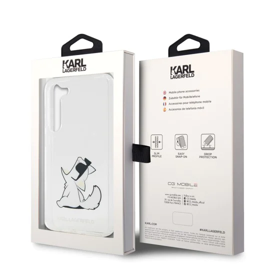 Калъф за Samsung Galaxy S23 Plus - Karl Lagerfeld Hardcase Transparent (KLHCHCS23MCFNRC) - Choupette Fun